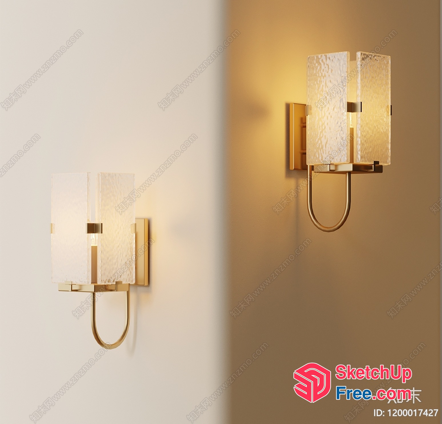 Elegant Gold And White Glass Sconce 3D SketchUp File