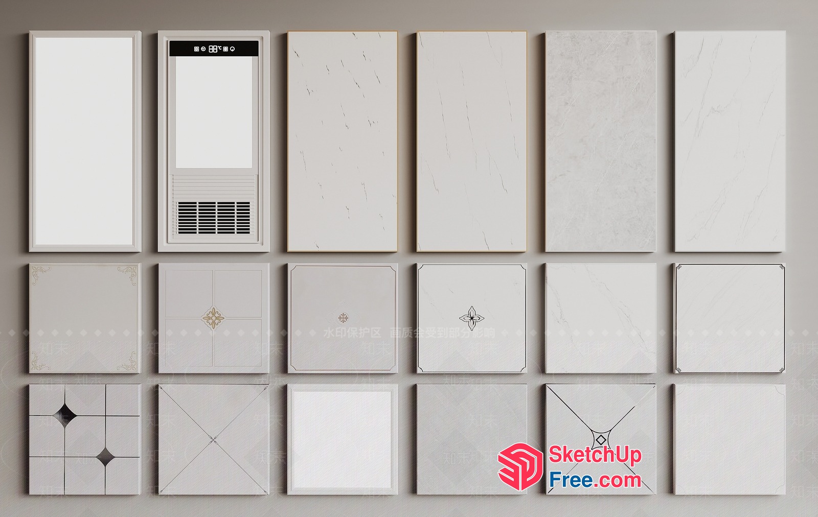 White Marble And Ceramic Tiles 3D SketchUp File