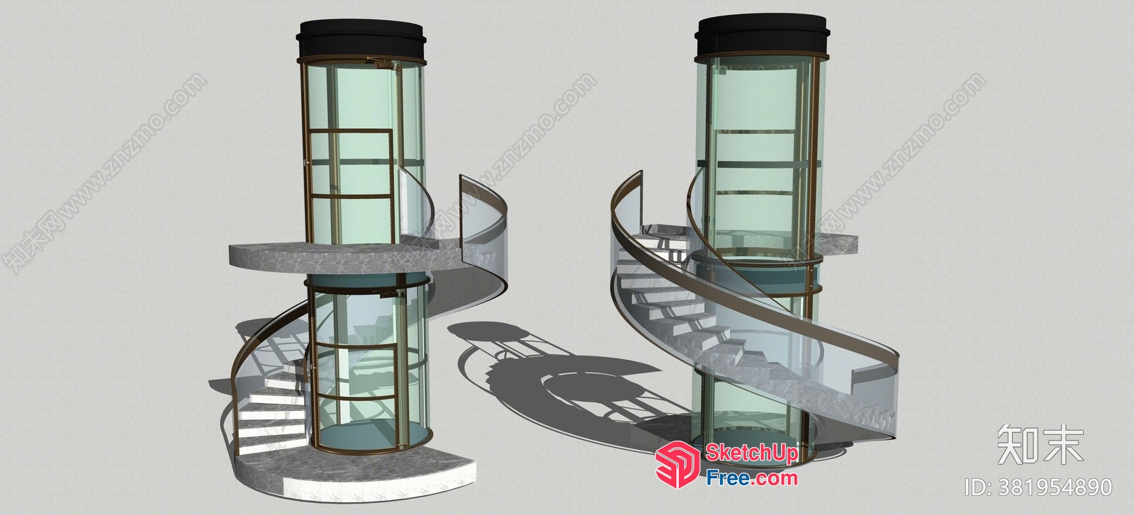 Modern Glass Staircase Design With Sleek Railings 3D SketchUp File