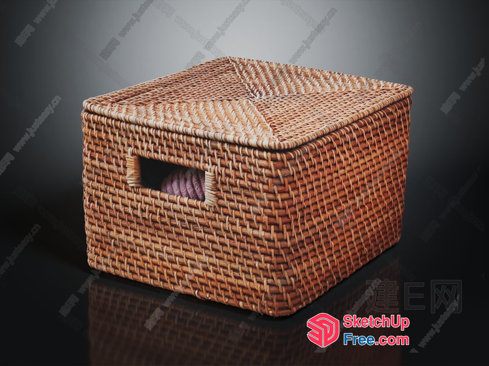 Rattan Storage Box With Lid And Handle 3D SketchUp File