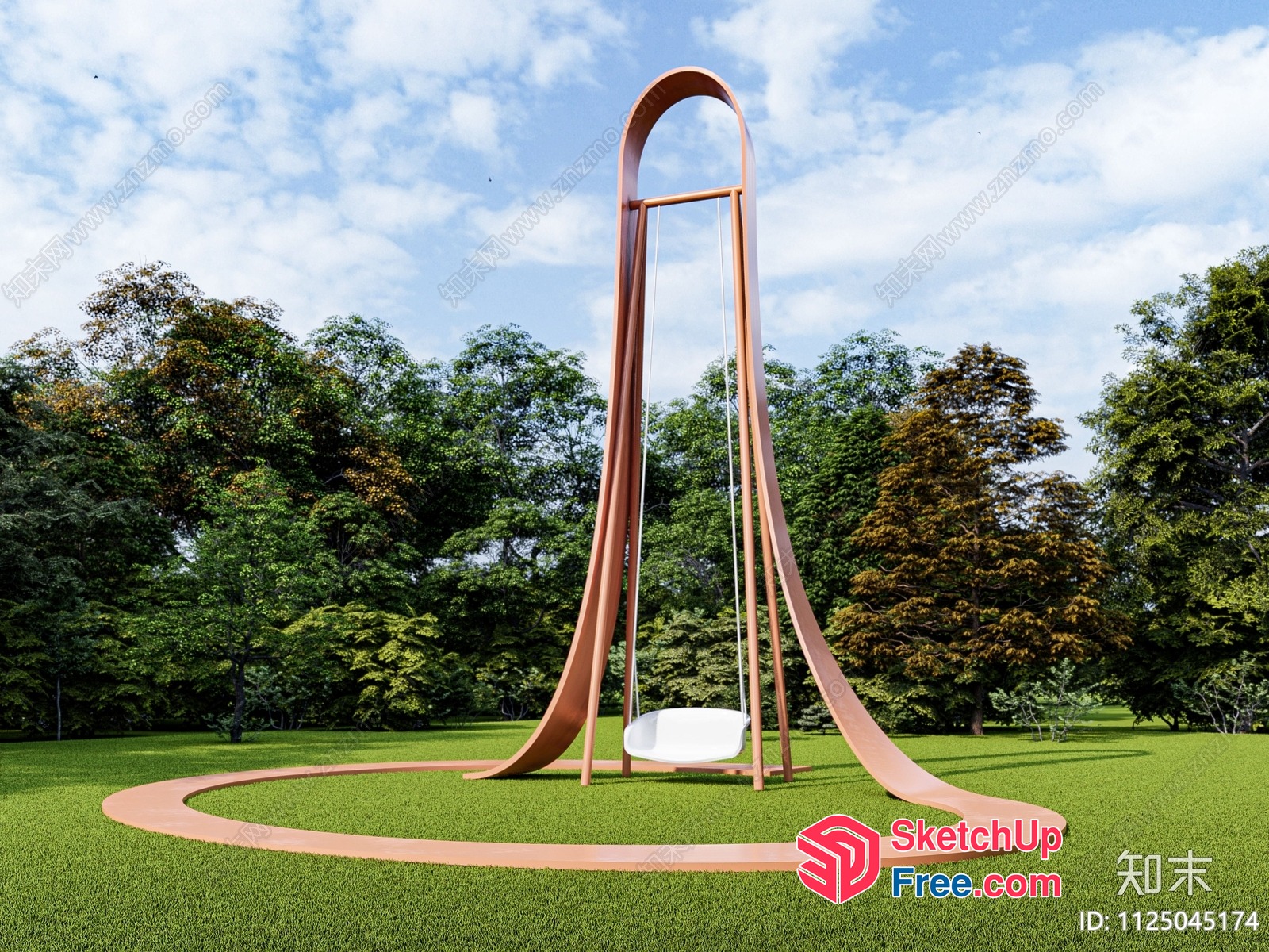 Serene Outdoor Swing Set With Elegant Copper Frame 3D SketchUp File