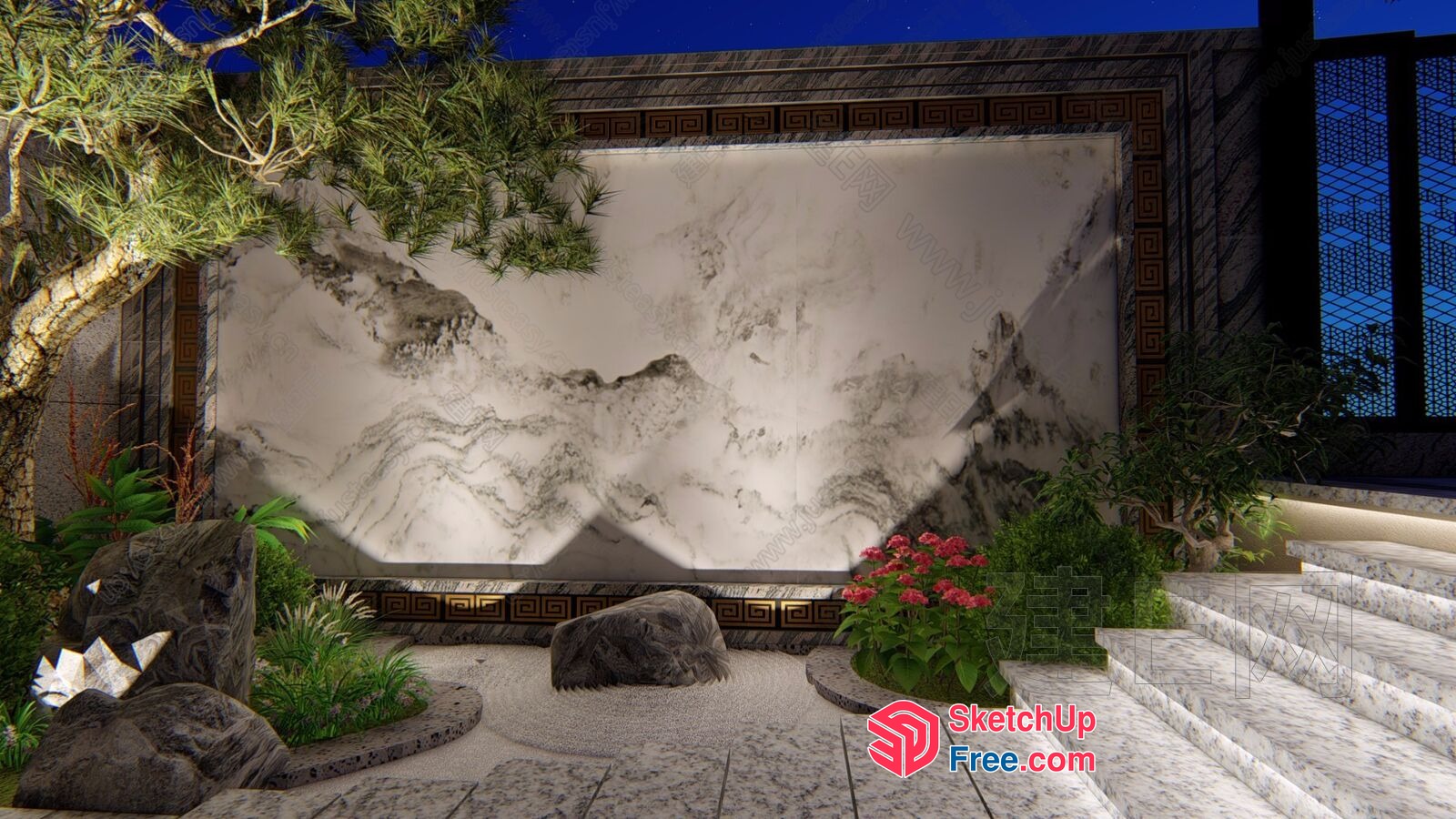 Serene Japanese-Inspired Courtyard Oasis 3D SketchUp File