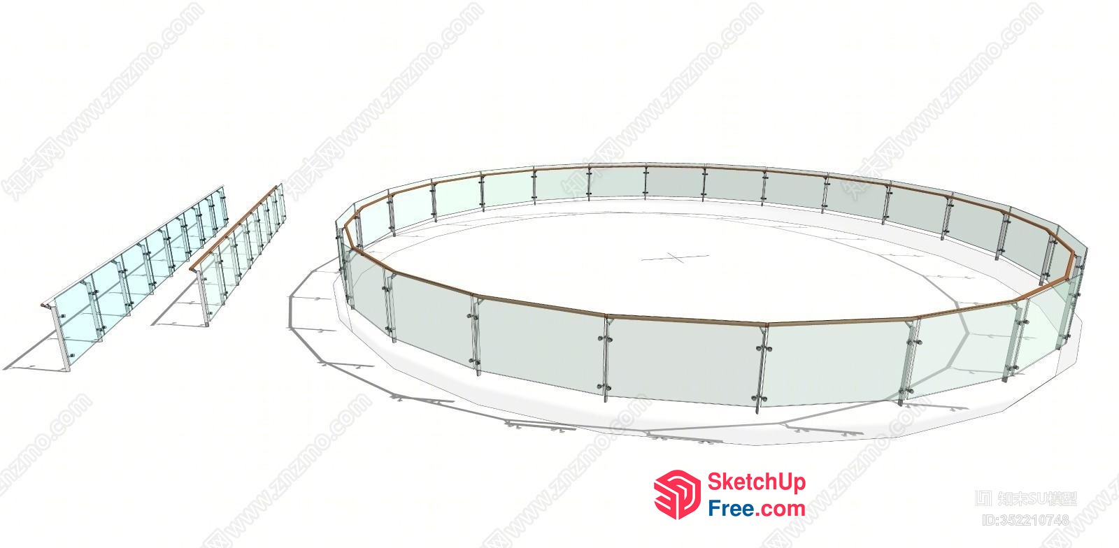 Circular Railing With Glass Panels 3D SketchUp File