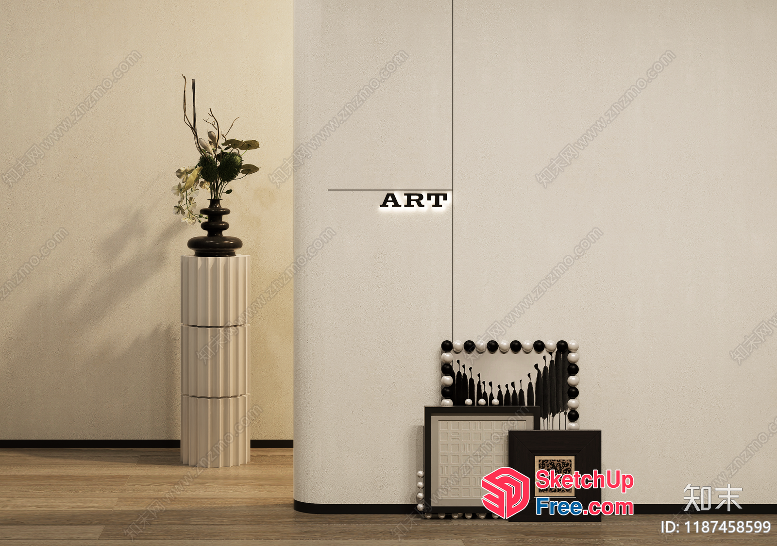 Elegant Modern Art Gallery Interior 3D SketchUp File