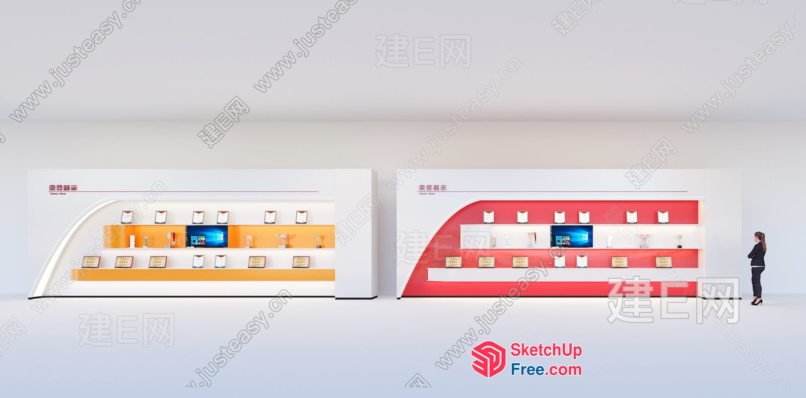 White And Yellow Modern Display Shelves 3D SketchUp File