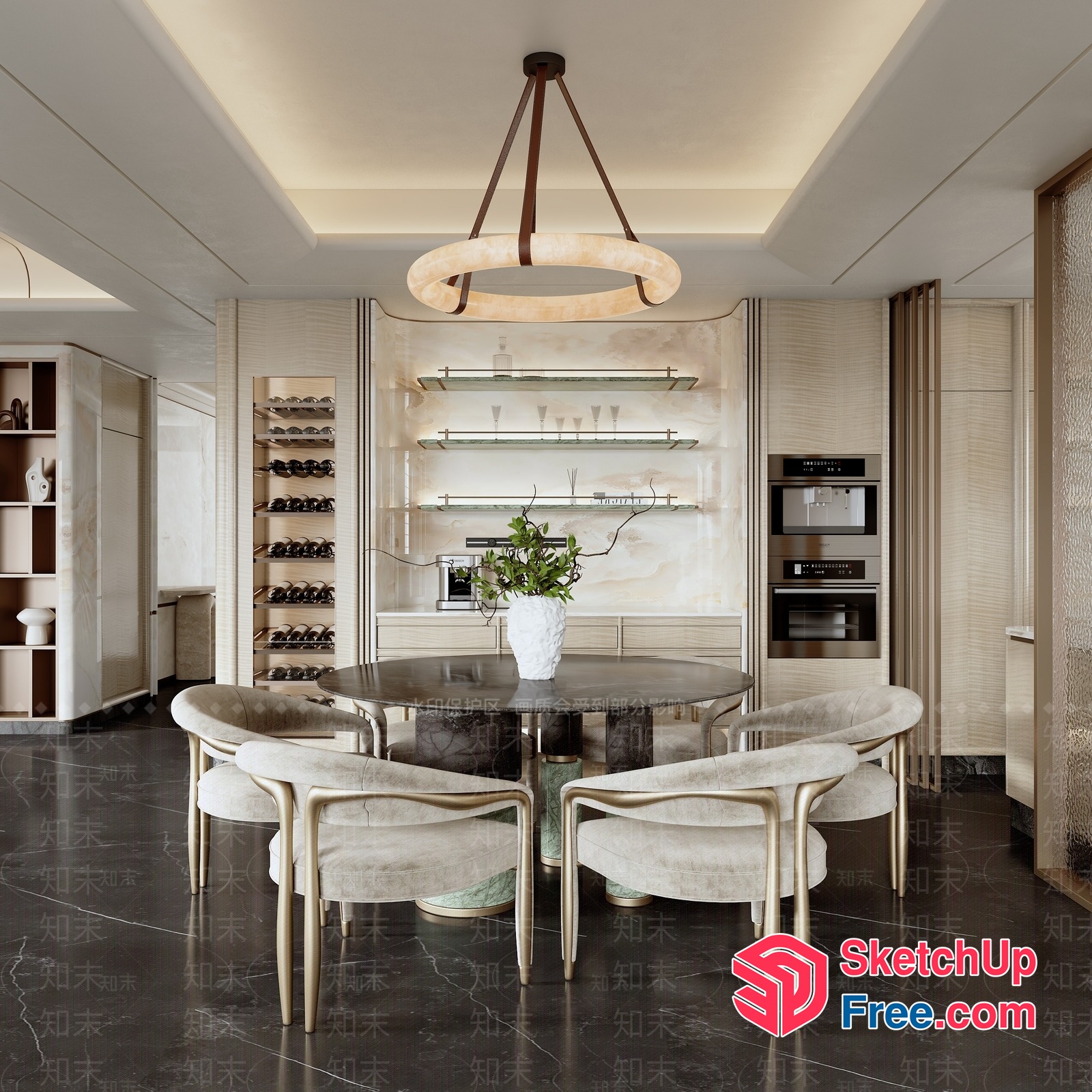 Elegant Modern Dining Room Interior 3D SketchUp File