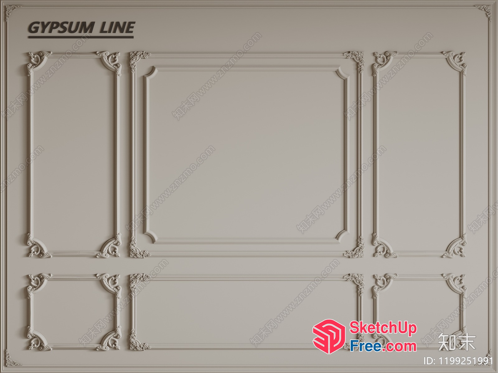 Elegant Ornate Paneling 3D SketchUp File
