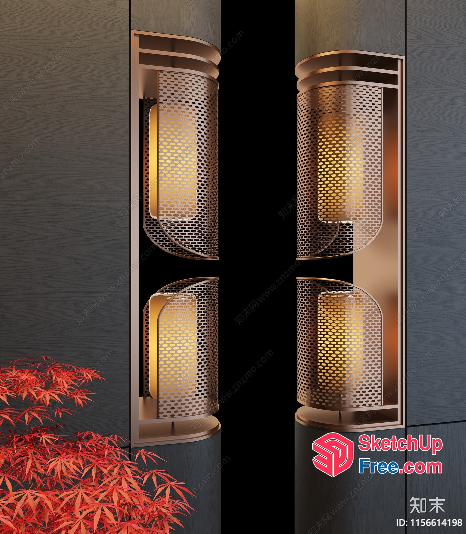 Japanese Style Pillar-Light Wall Decor 3D SketchUp File