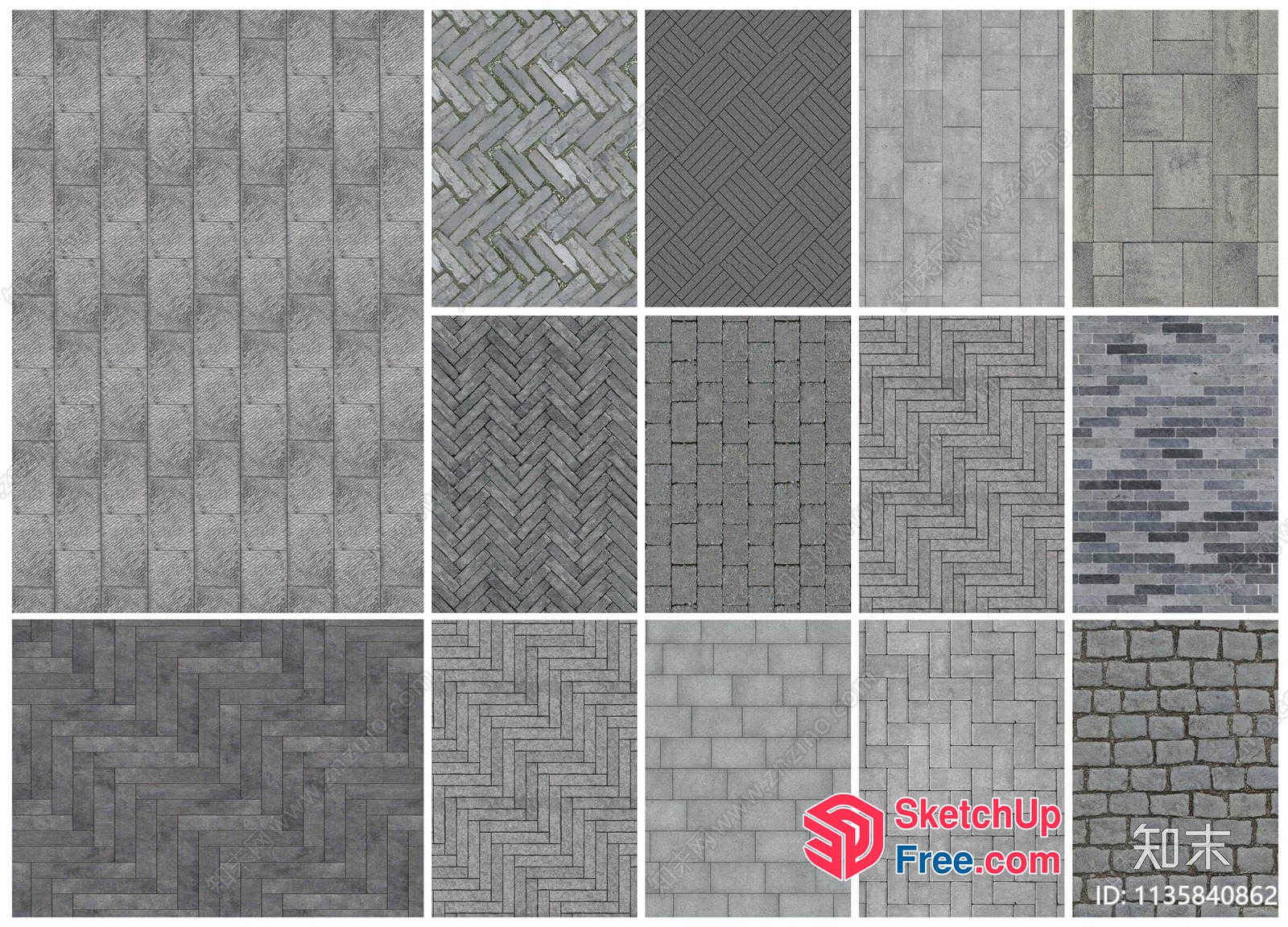 Grey Brick Patterned Flooring Options 3D SketchUp File