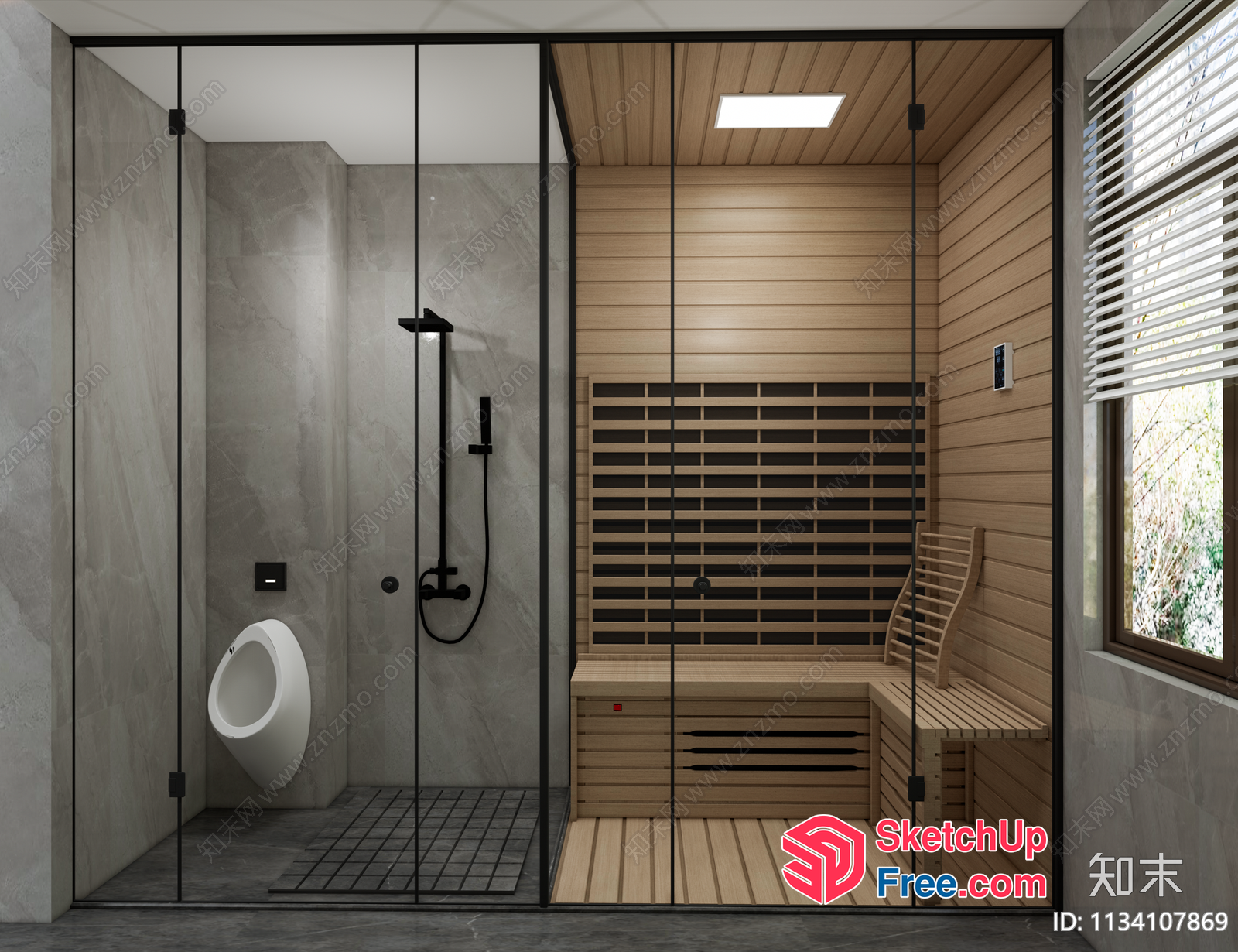 Modern Bathroom And Sauna Combination 3D SketchUp File