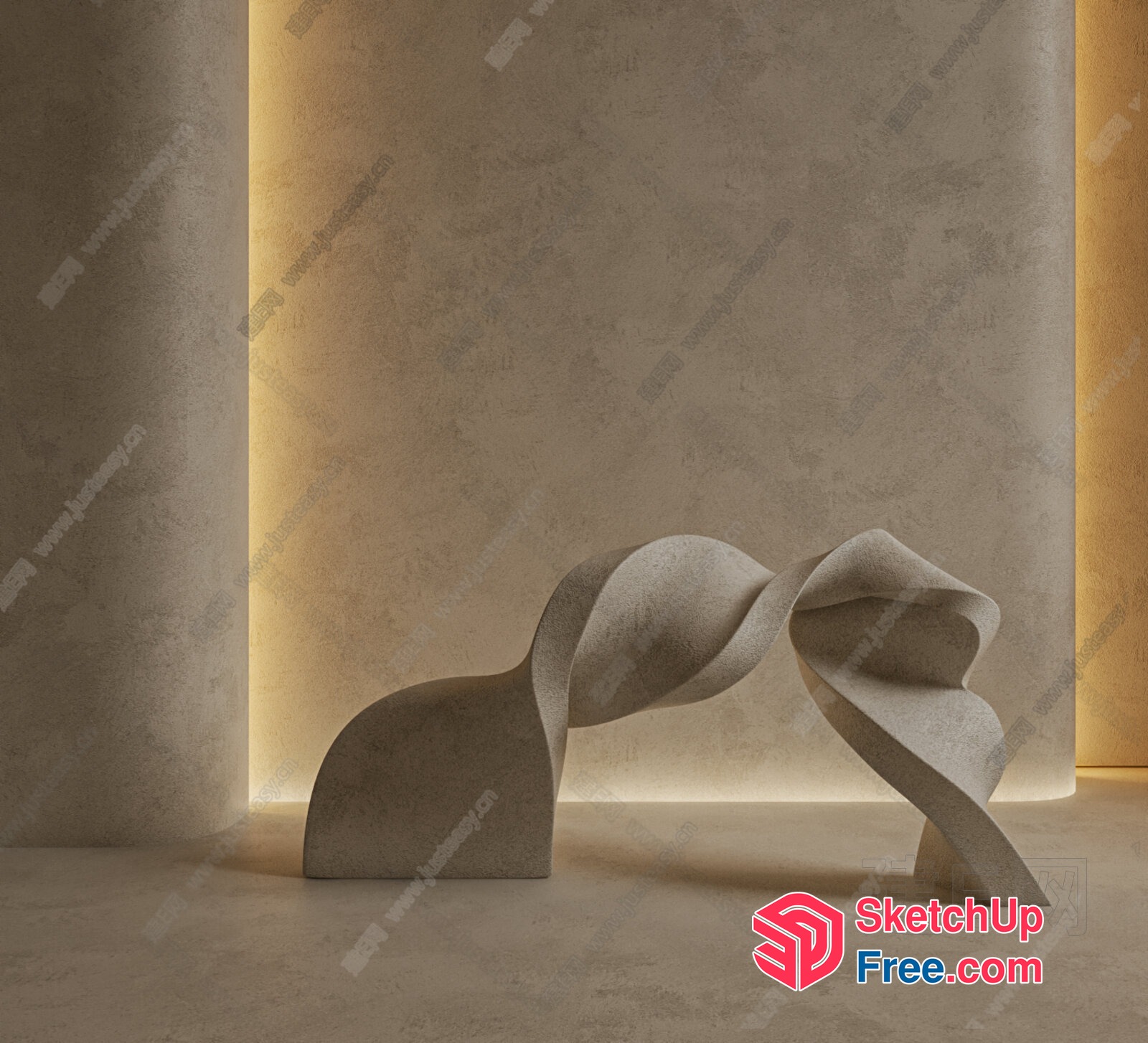 Abstract Geometric Shapes In Modern Interior Setting 3D SketchUp File