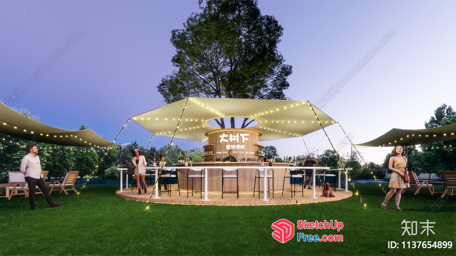 Outdoor Bar With Unique Design And Seating 3D SketchUp File