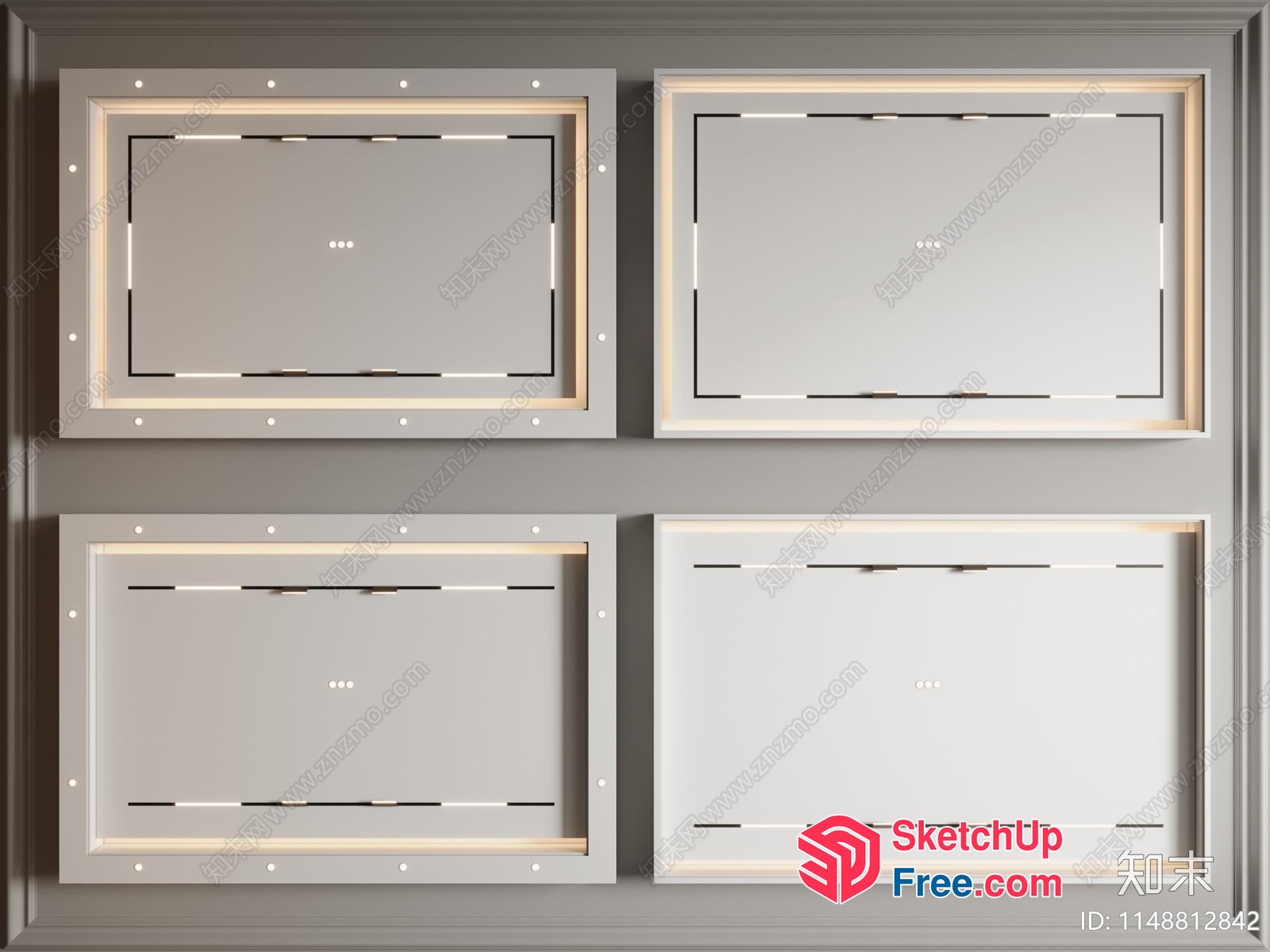 White Frame Wall 3D SketchUp File