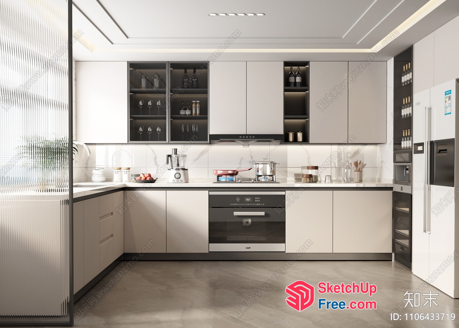 Sleek Modern Kitchen With White And Black Accents 3D SketchUp File