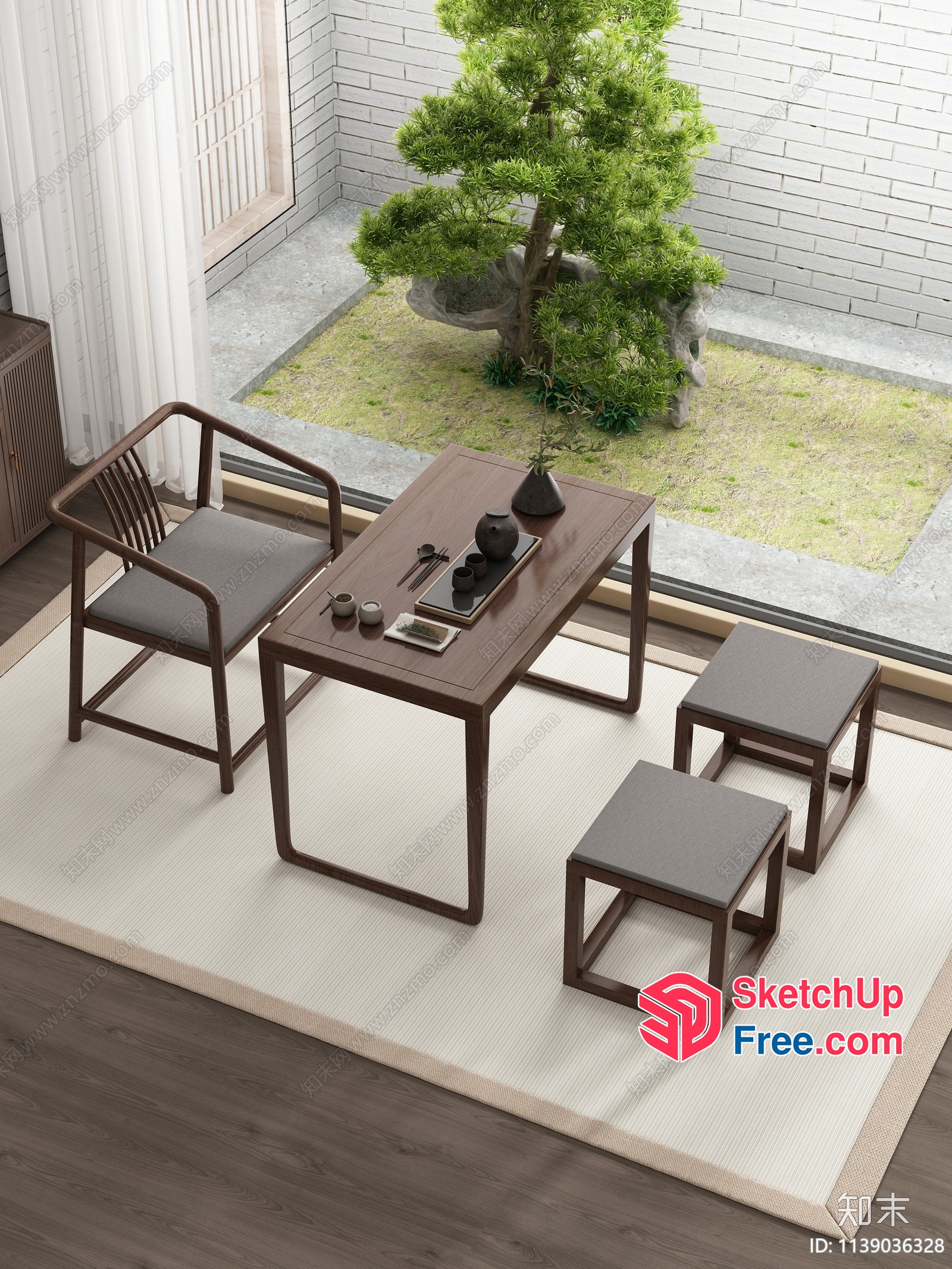 Japanese Style Wabi-Sabi Exterior Decor 3D SketchUp File
