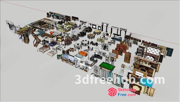 3D Furniture And Decorative Items 3D SketchUp File