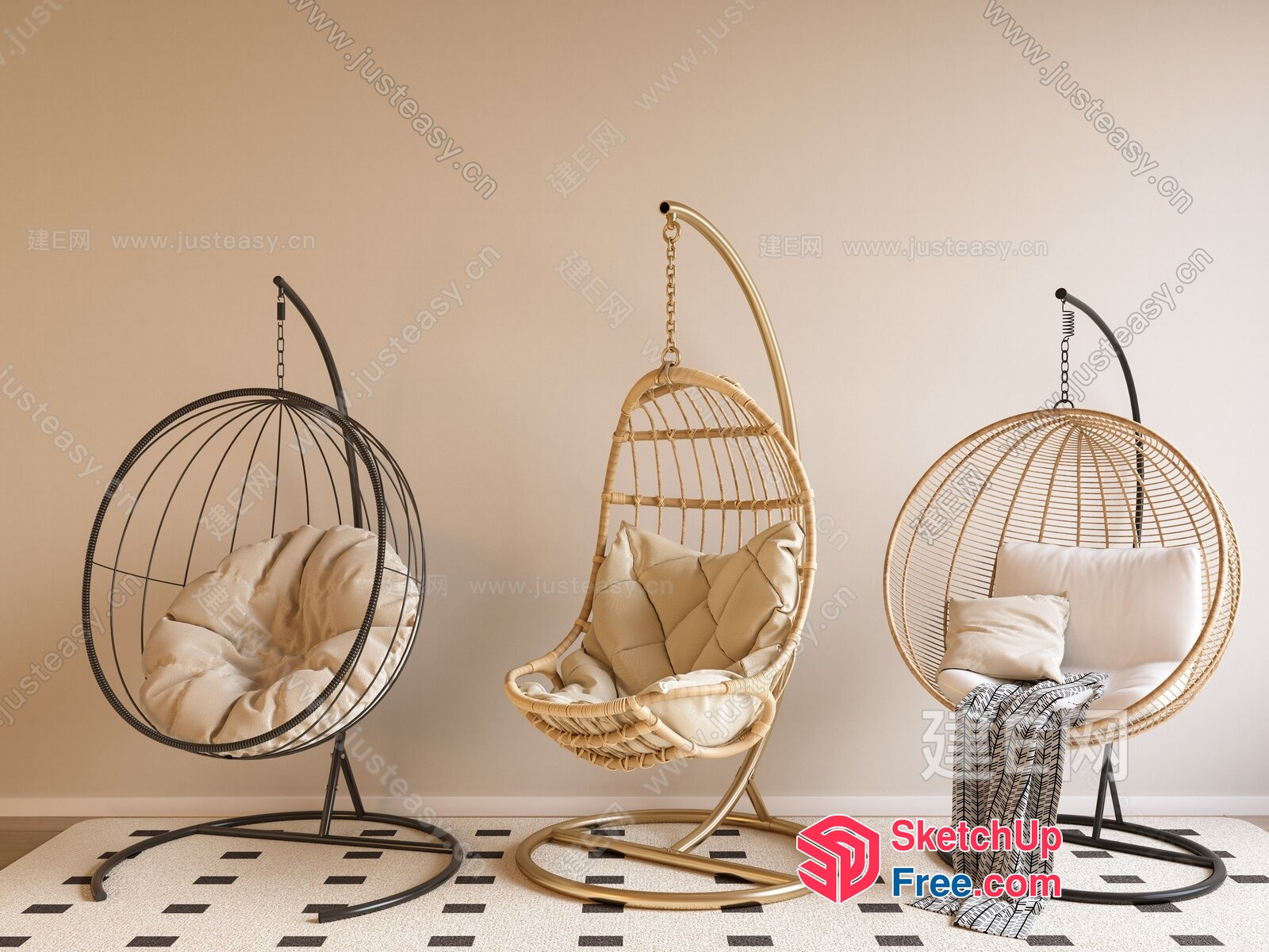 Elegant Hanging Chairs For A Cozy Living Room 3D SketchUp File