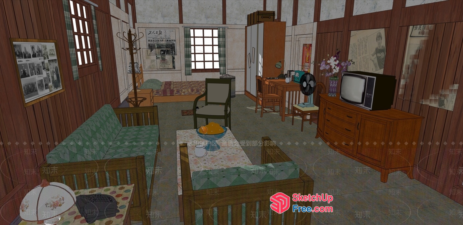 Cozy Living Room With Vintage Decor 3D SketchUp File