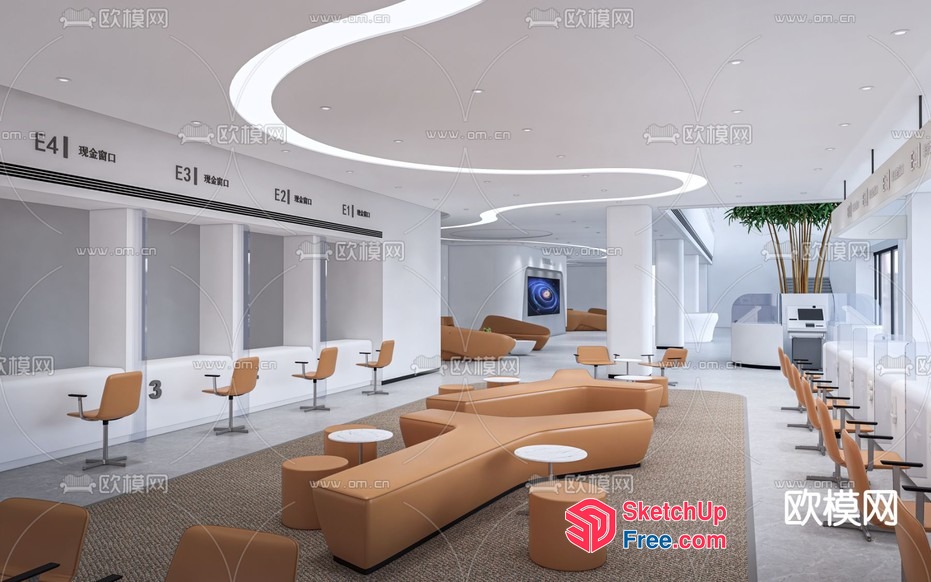Modern Office Space With Sleek Furniture And Ambient Lighting 3D SketchUp File