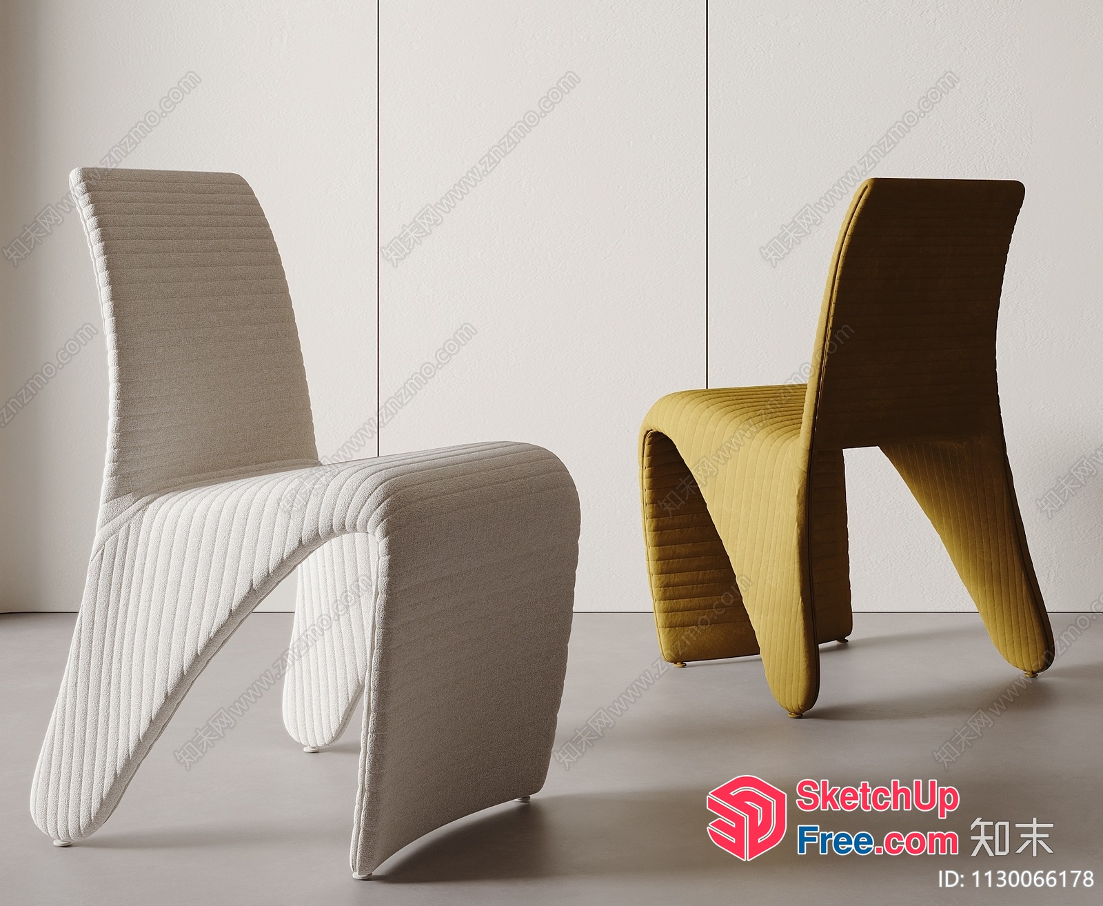 Modern Minimalist Chairs With Clean Lines And Curved Design 3D SketchUp File