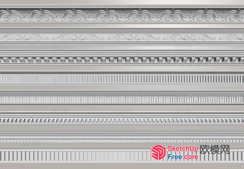 Intricate Ceiling Moulding Patterns 3D SketchUp File