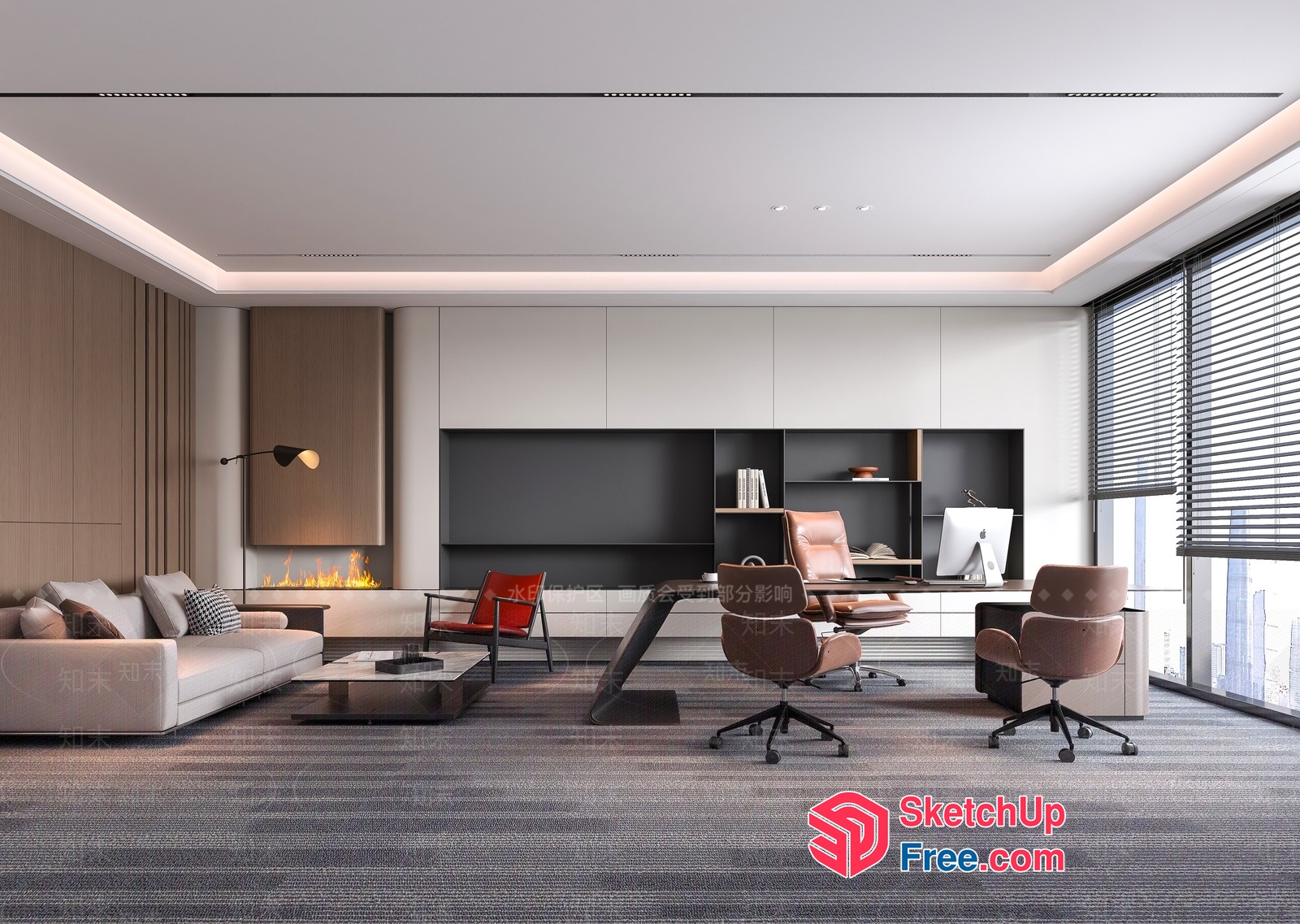 Modern Office Space With Contemporary Furniture And Minimalist Decor 3D SketchUp File