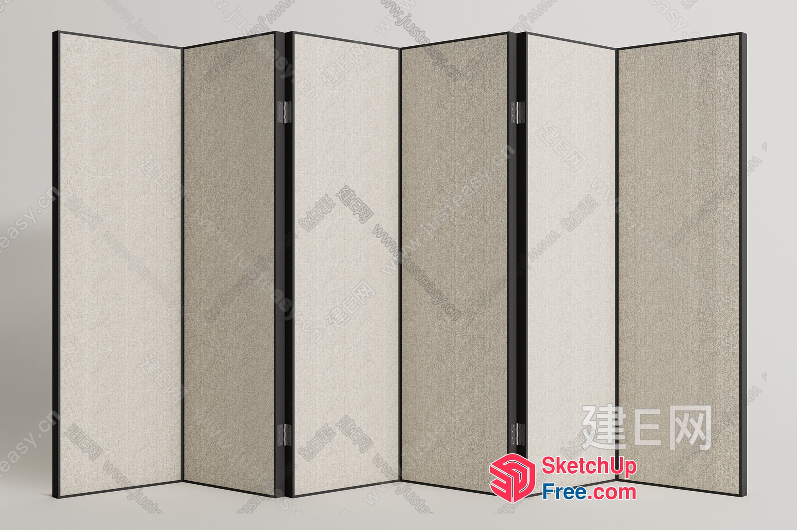 Partition Screen With Black Edges And Beige Panels 3D SketchUp File