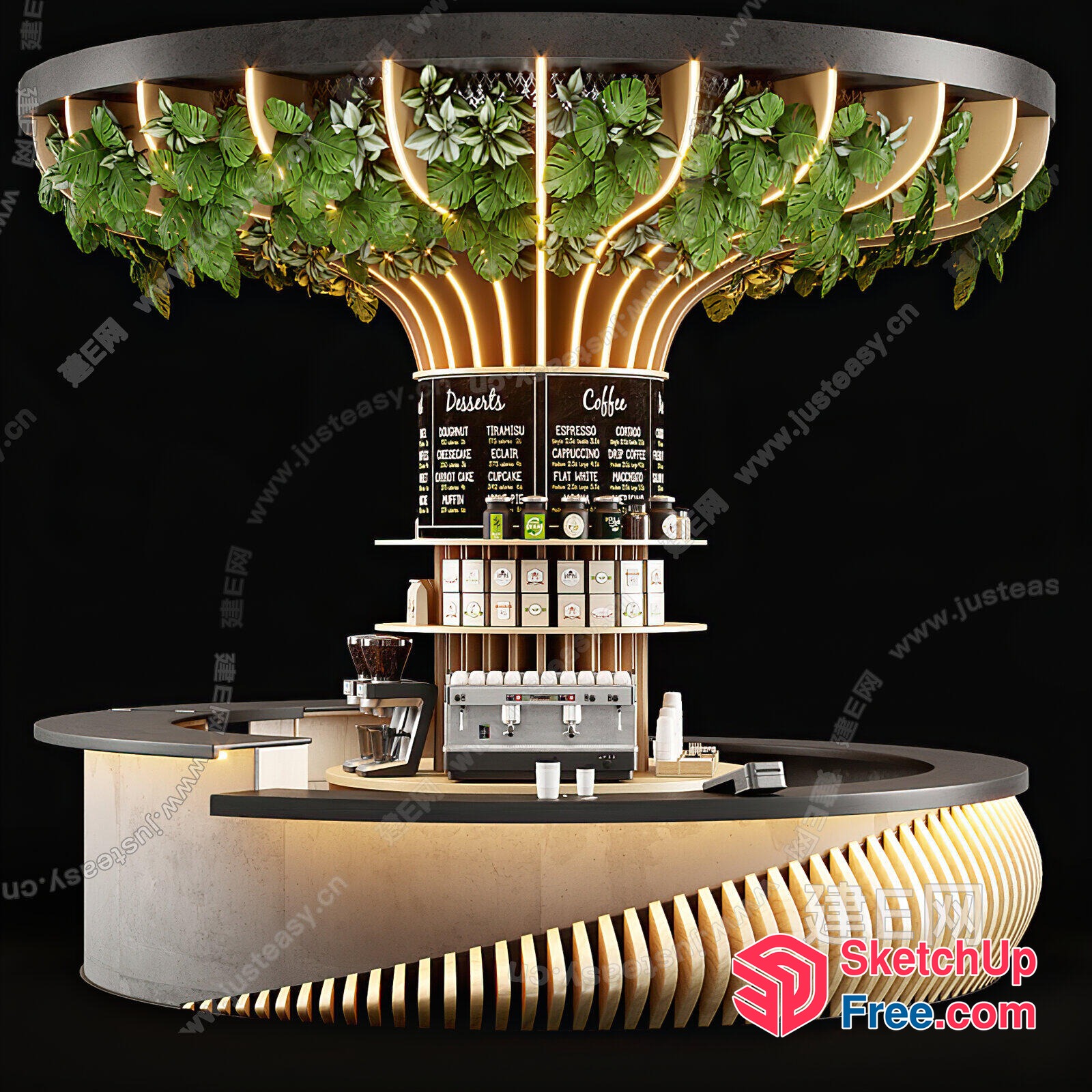 Modern Coffee Shop Interior Design 3D SketchUp File
