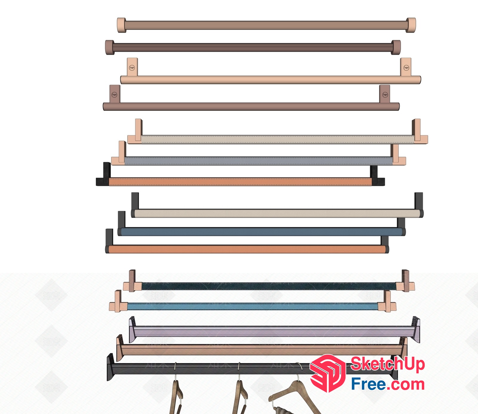 Modern Wall-Mounted Clothing Racks 3D SketchUp File