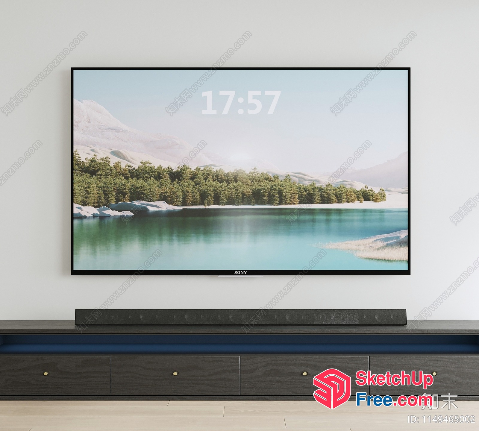 Large Screen Tv In A Minimalist Room 3D SketchUp File