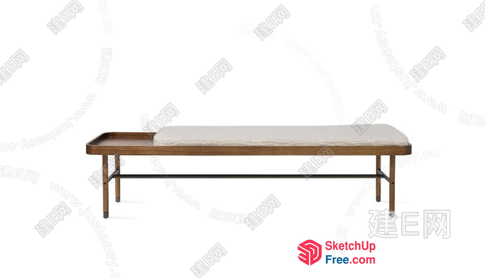 Simple Wooden Bed With A Built-In Tray 3D SketchUp File