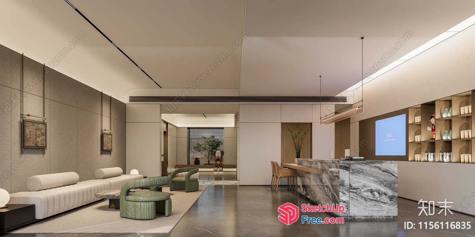 Modern Minimalist Office Interior With Sleek Furniture And Neutral Color Scheme 3D SketchUp File