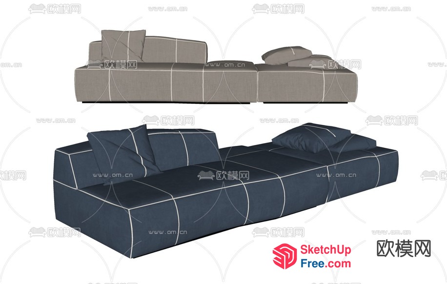 Modern Sofa Designs With Pillows And Cushions 3D SketchUp File