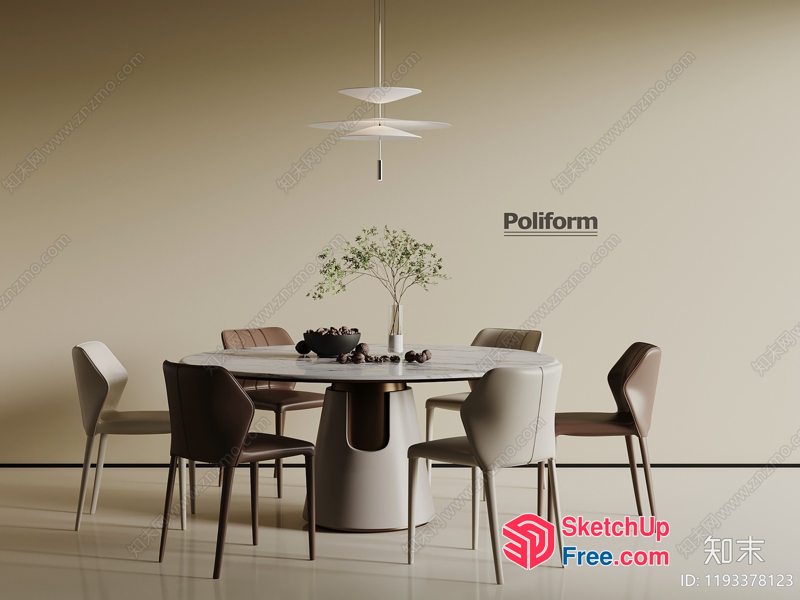 Poliform Dining Table And Chairs 3D SketchUp File