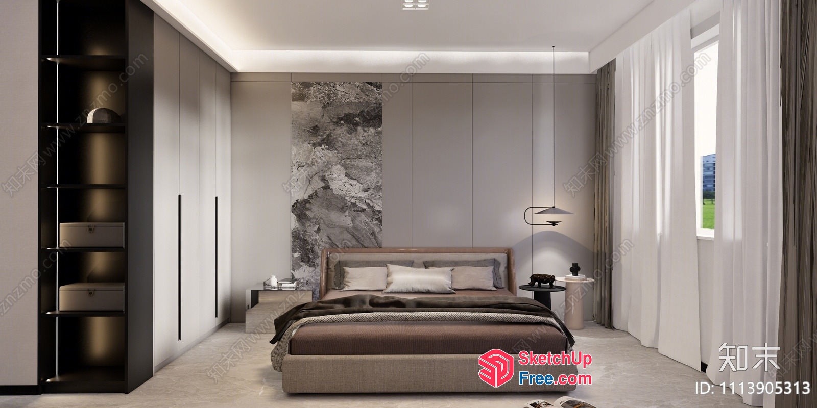 Modern Minimalist Bedroom Interior Design 3D SketchUp File