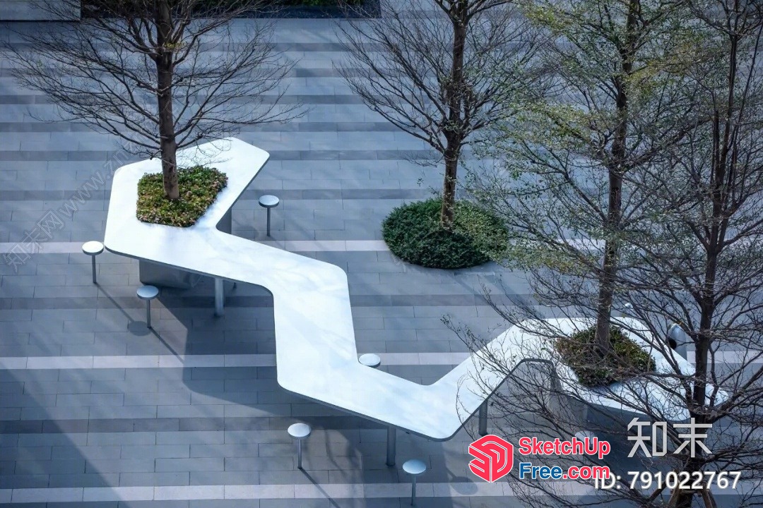 Outdoor Stairway With Tree Planters 3D SketchUp File