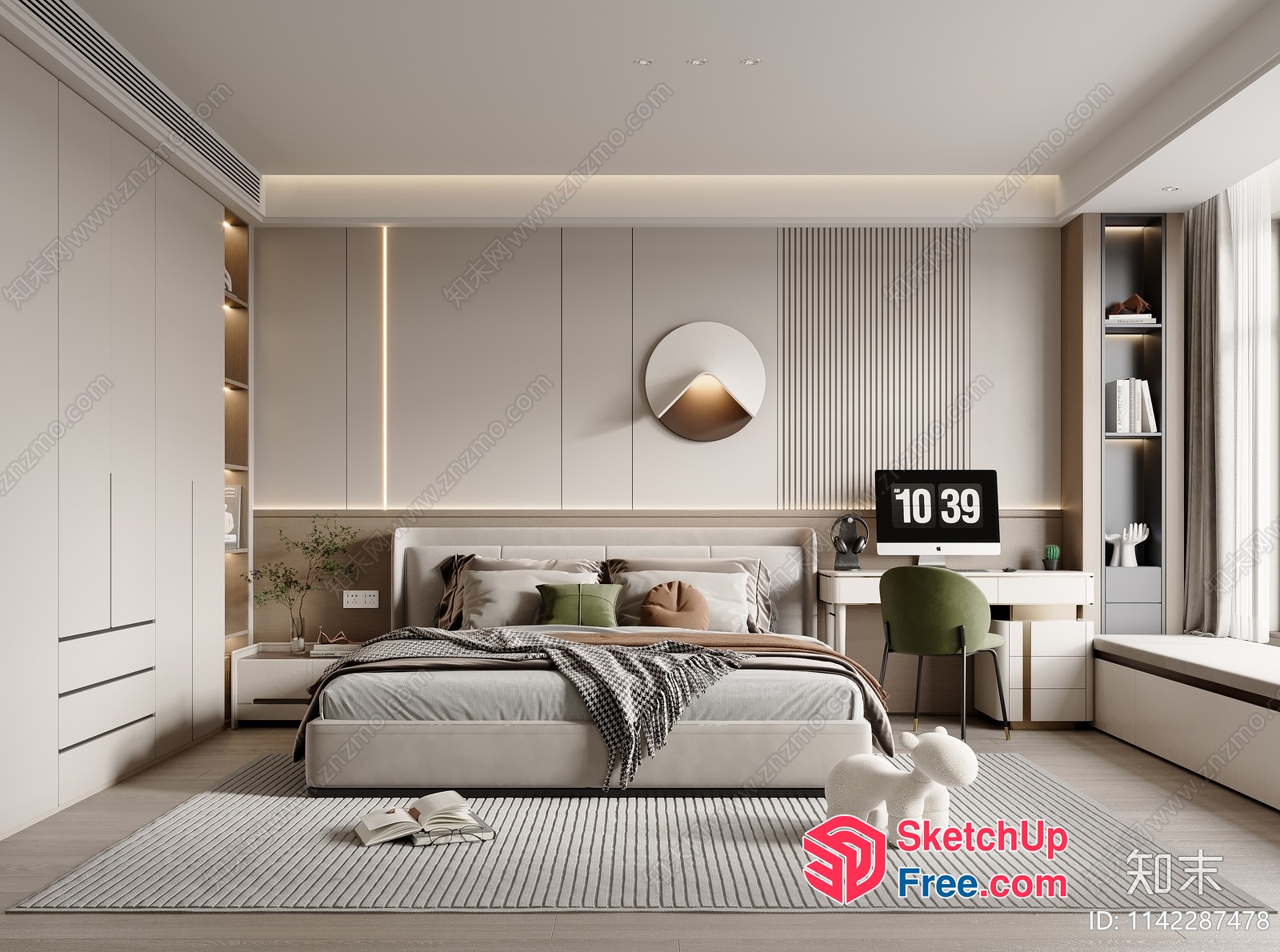 Minimalist Scandinavian Bedroom Design With Neutral Color Scheme 3D SketchUp File