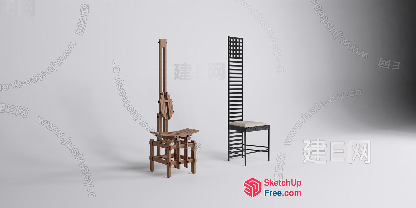 Tall Chair With Staircase And Wooden Frame 3D SketchUp File