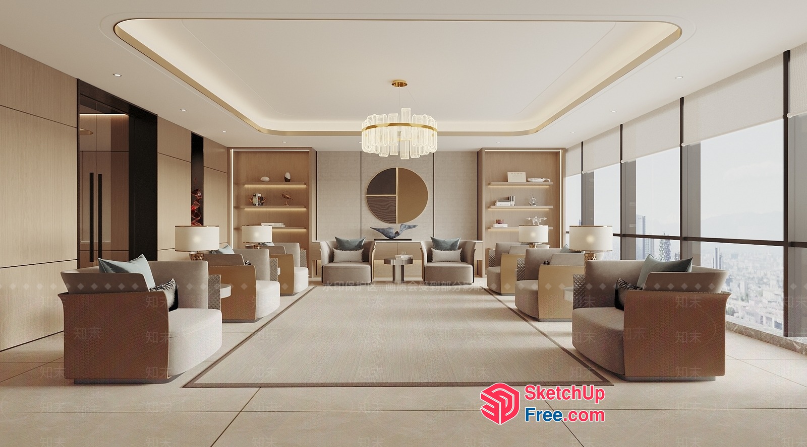 Elegant Minimalist Living Room With Modern Furniture 3D SketchUp File