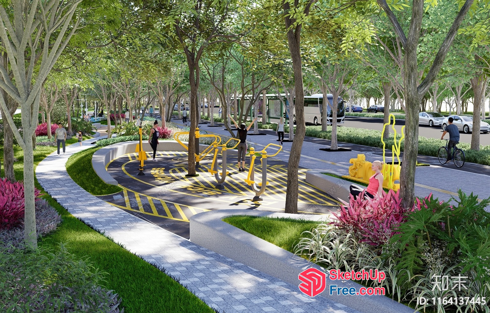 Outdoor Fitness Area In A Park 3D SketchUp File
