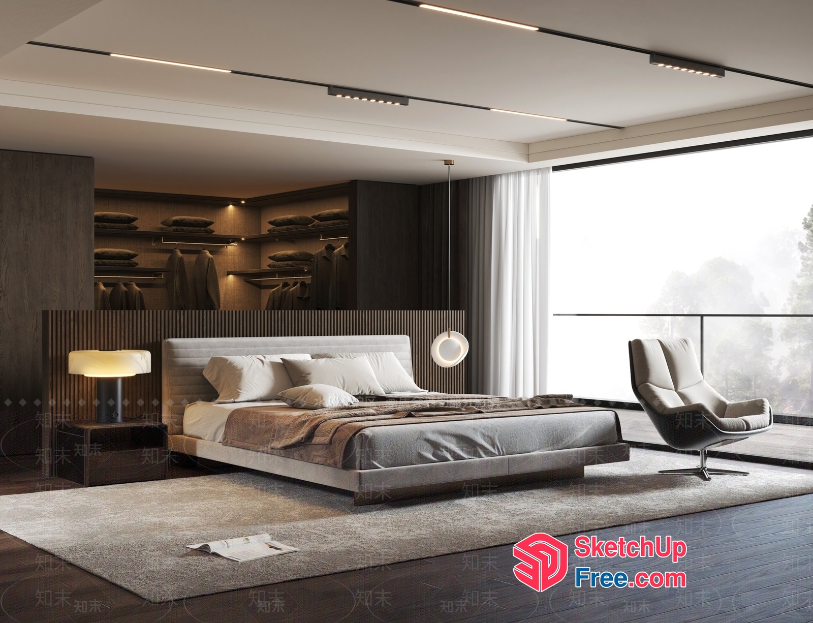 Modern Minimalist Bedroom With Sleek Furniture And Natural Light 3D SketchUp File