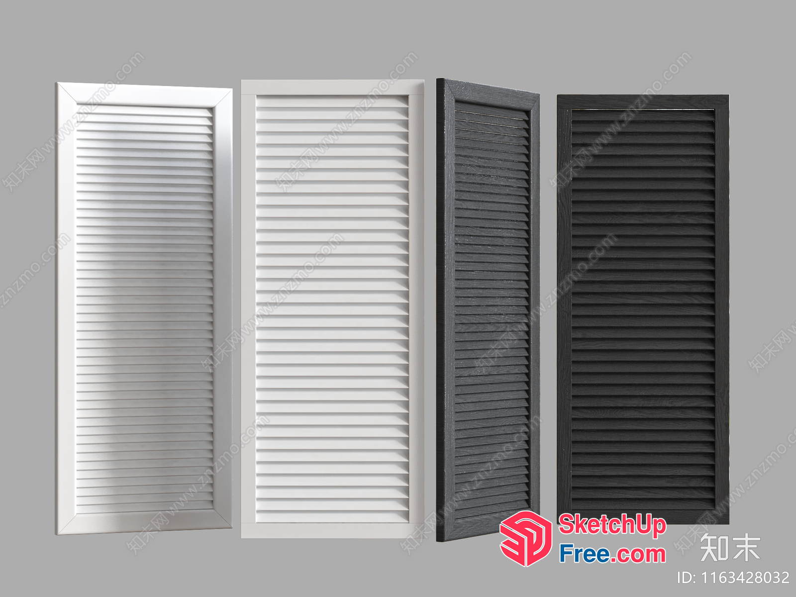 Three Rectangular Window Shutters 3D SketchUp File
