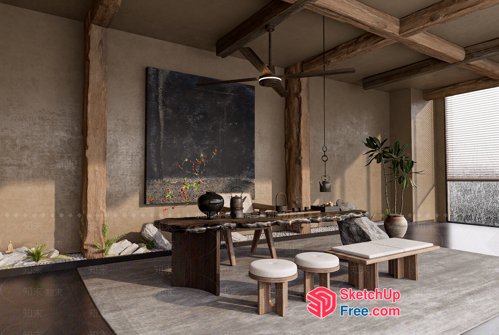 Serene Japanese-Inspired Living Space 3D SketchUp File