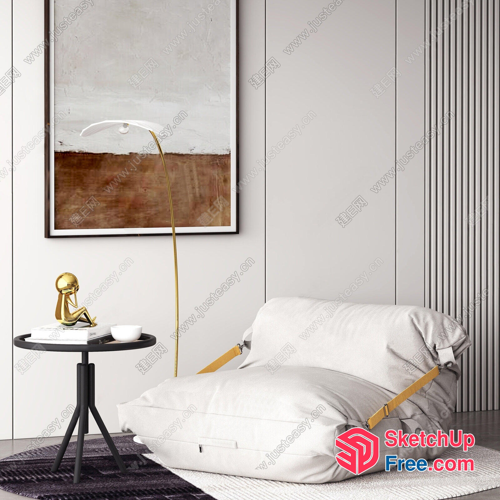 Modern Minimalist Living Room Interior Design 3D SketchUp File