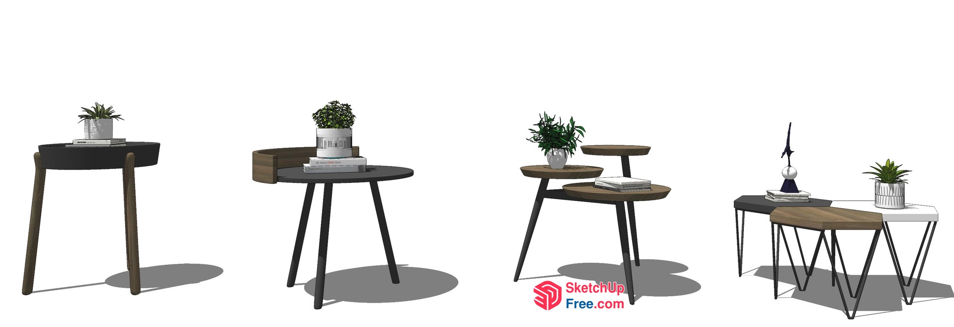 Modern Side Tables With Potted Plants 3D SketchUp File