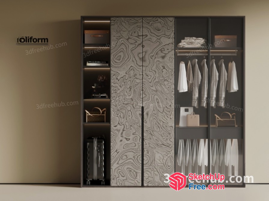 Elegant Wardrobe Closet With Modern Design 3D SketchUp File