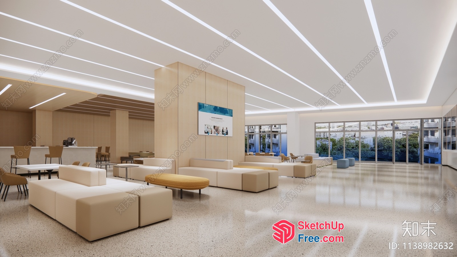 Spacious Modern Office Interior With Sleek Furniture And Natural Light 3D SketchUp File