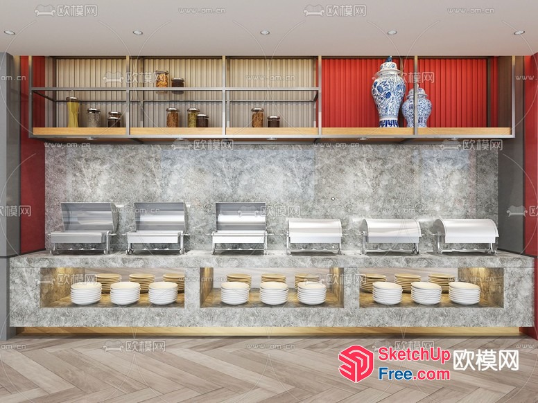Elegant Buffet Display 3D SketchUp File