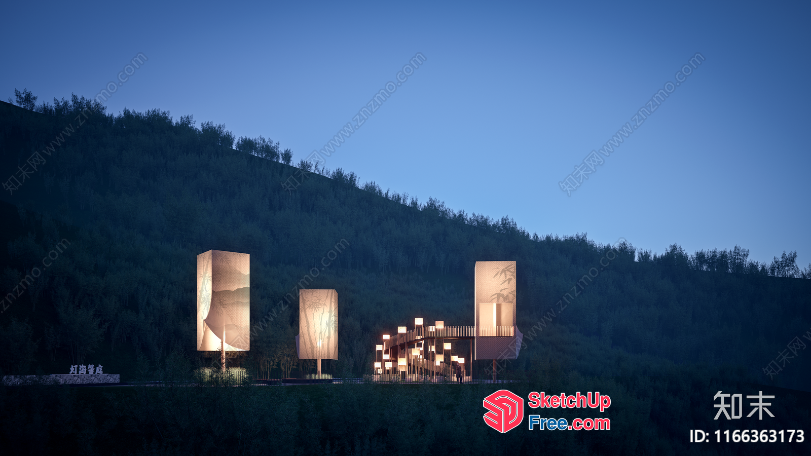 Modern Exterior Lighting Arrangement 3D SketchUp File