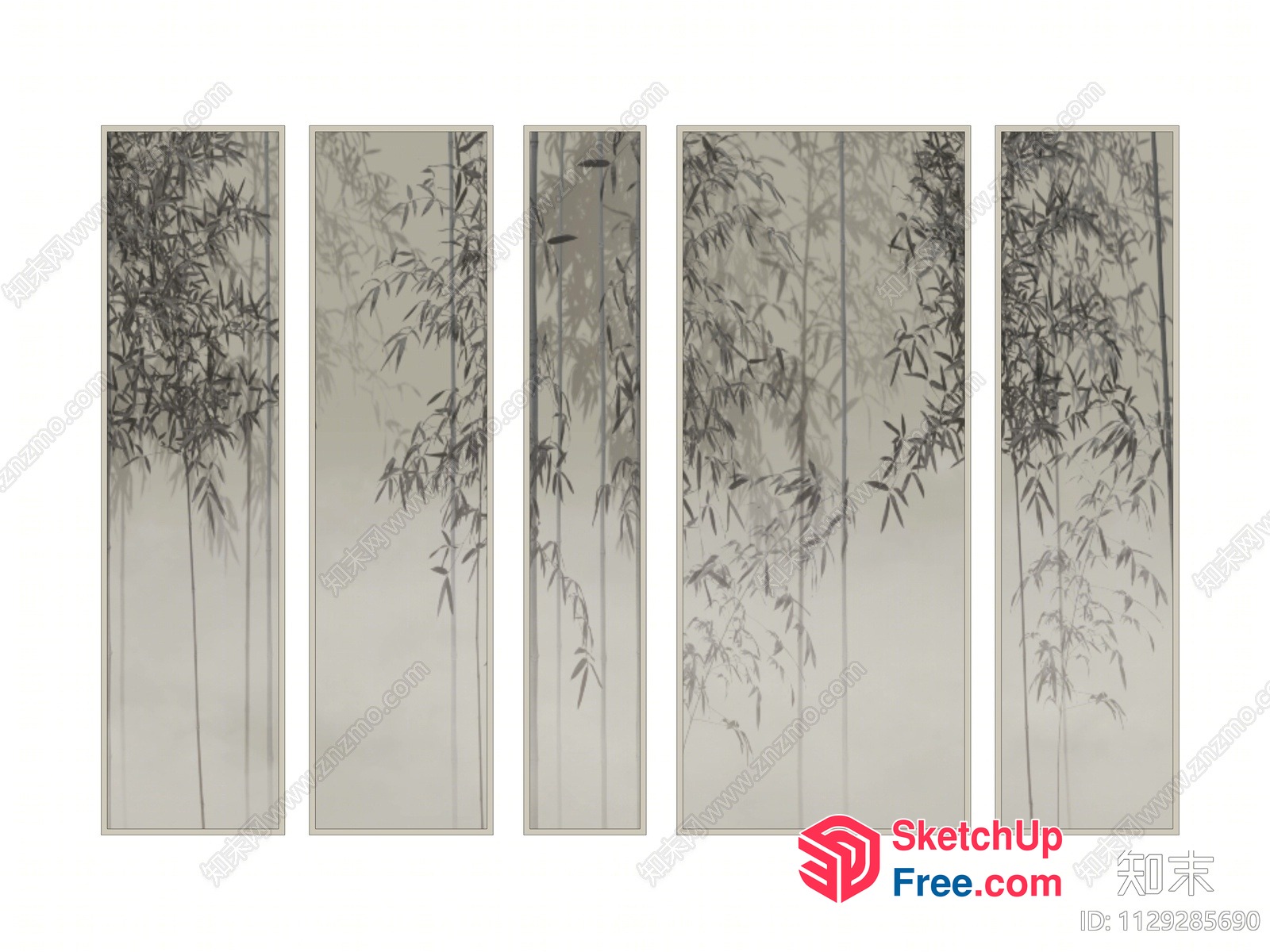 Elegant Japanese-Style Partition Screen 3D SketchUp File